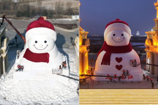 Drone Footage Shows That Harbin’s Giant Snowman Has Returned Bigger Than Ever