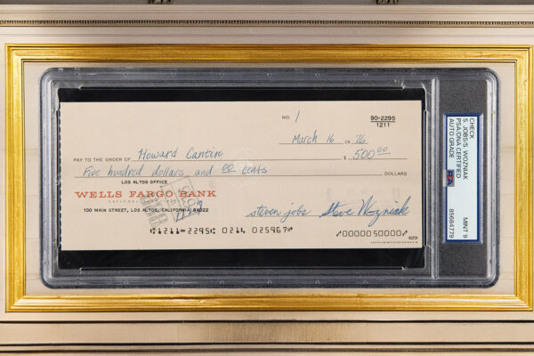 Apple Computer Check No. 1 Signed by Steve Jobs and Steve Wozniak Reaches $161,000 at Auction
