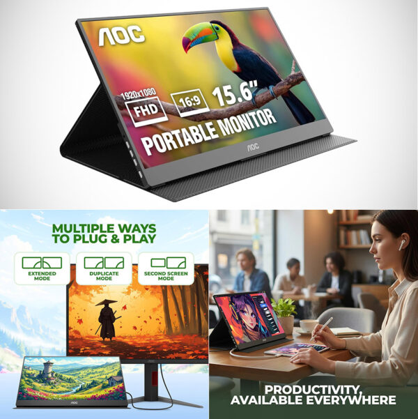 AOC 16T20 15.6″ USB-C Portable Monitor Turns Any Trip into a Two-Screen Adventure