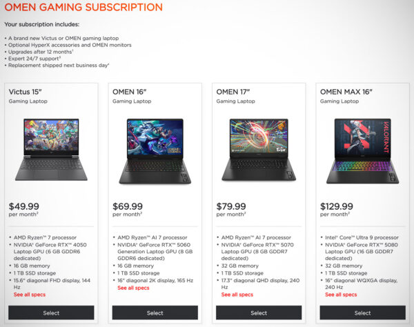 HP Launches Gaming Laptop Subscription That Keeps You Paying Forever