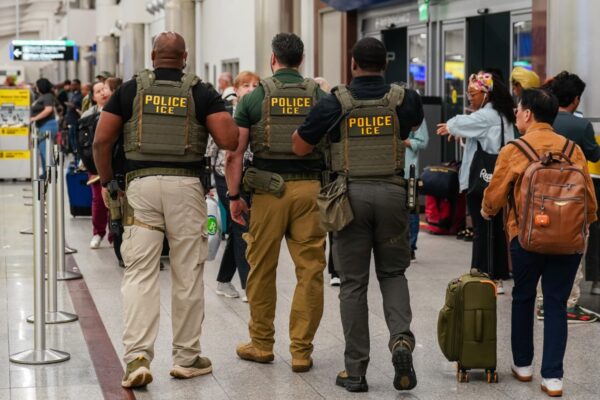 Federal immigration agents filmed making airport arrests as Trump calls in ICE to ease security line delays