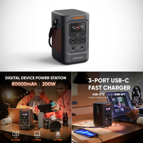 Jackery Explorer 240D (80,000mAh) LiFePO4 256Wh Portable Power Station Keeps Your Devices Powered During Outages
