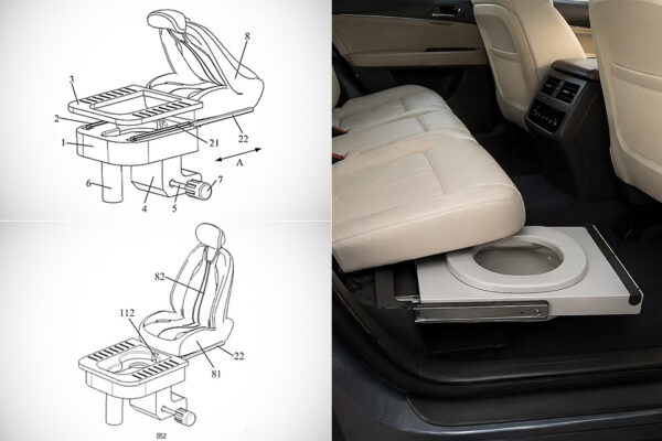 Chinese Automaker Seres Gets Patent Approved for a Toilet That Slides Out from Under a Passenger Seat